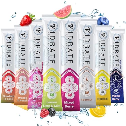 Electrolytes Powder - Hydration Sachets Packed with Vitamins - Zero Sugar Rehydration Sachet with No Artificial Sweeteners & Preservatives by ViDrate - Mixed Berry Variety Pack, 8 Electrolytes Sachets - Variety Pack