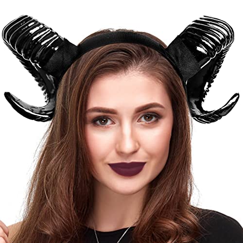 Stegosaurus Devil Horns Headband, Black Devil Horns Black Horns Maleficent Horns Headband for Halloween Costume Cosplay - Black Horns
