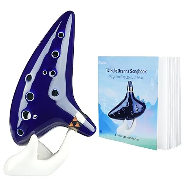 Ohuhu Zelda Ocarina with Song Book (Songs From the Legend of Zelda), 12 Hole Alto C Zelda Ocarinas Play by Link Triforce Gift for Zelda Fans with Display Stand Protective Bag - Blue