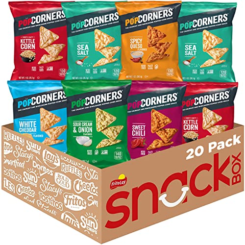 PopCorners Popped Corn Snacks, 6 Flavor Variety Pack, 1oz Bags (20 Pack) - Popcorners Variety Pack