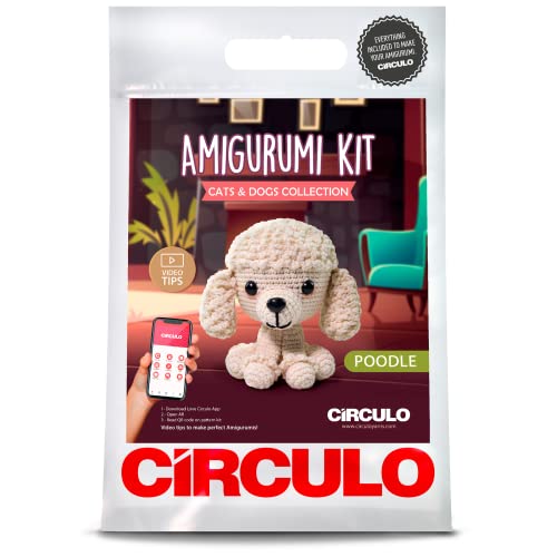 CIRCULO Círculo Amigurumi Crochet Kit - Cats & Dogs - All Included, Easy Instructions - Crochet Kit for Intermediate - Crochet Set - Animal Crochet Kit, Premium Amigurumi Yarn for Crocheting – Poodle - Poodle