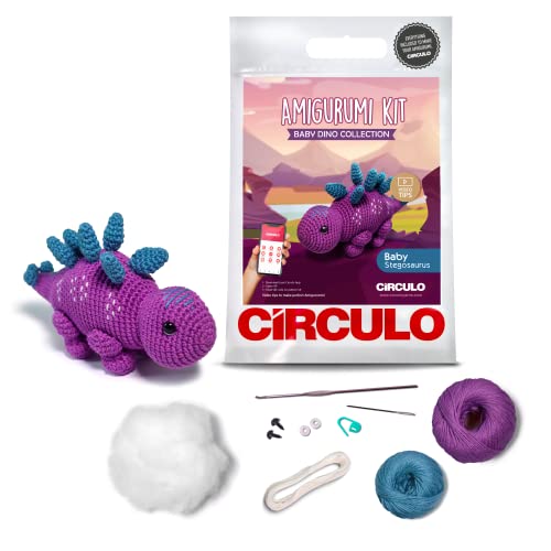 CIRCULO Amigurumi Crochet Kit - Baby Dino - All Included, Easy Instructions - Crochet Kit for Intermediate - Crochet Set - Animal Crochet Kit, Premium Amigurumi Yarn for Crocheting – Stegosaurus