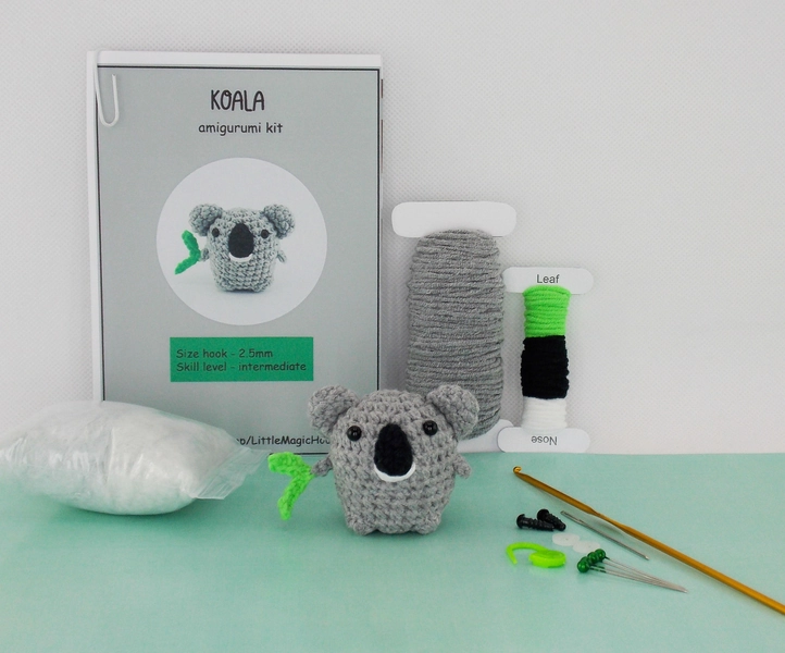 DIY amigurumi crochet kit little koala  / craft project crochet koala / amigurumi koala /