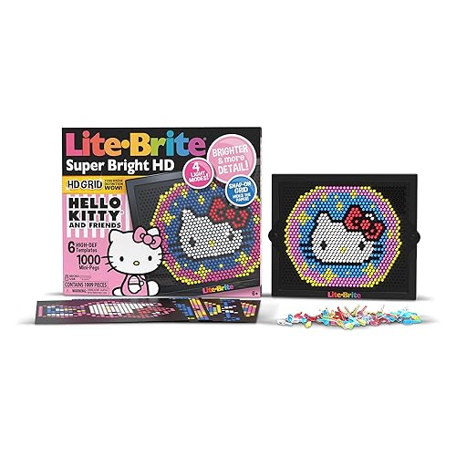 Lite Brite Super Bright HD, Hello Kitty Edition - Create Art with Light, Enhances Creativity, Gift for Girls and Boys Ages 6+ - Super Bright HD - Hello Kitty Edition