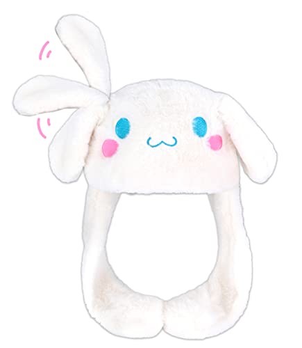 Roffatide Anime White Dog Ear Moving Jumping Hat Fluffy Beanie Cap Soft Warm Winter Head Wear Cute Hats for Women - One Size - Beige