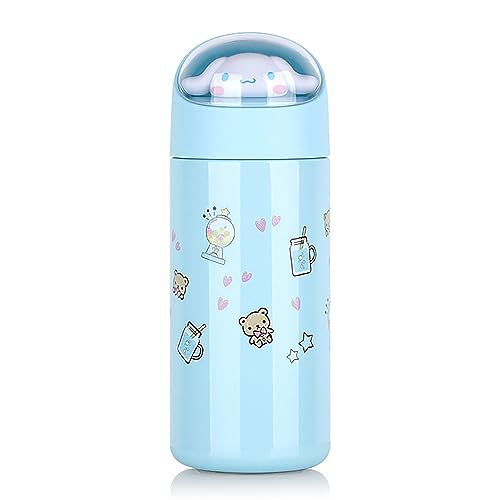 𝗖𝘂𝘁𝗲 𝗪𝗮𝘁𝗲𝗿 𝗕𝗼𝘁𝘁𝗹𝗲 𝗞𝗮𝘄𝗮𝗶𝗶 𝗔𝗻𝗶𝗺𝗲 Thermal Travel Mug Reusable Stainless Steel Adorable Insulated Bottle Hot or Cold Drinks - Blue - Large-11.83oz