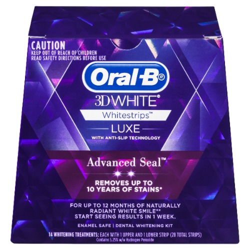 Oral-B 3D White Luxe Advance Seal Whitestrips, 14 Teeth Whitening Treatments / With Light