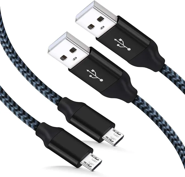 （2Pack ）Micro USB Cable 15ft/5M, Extra Long Braided Andorid Charging Cords, Abetcabe 2Pack Colorful Micro USB to USB 2.0 for Android/Windows/PS4/Samsung Galaxy S7 S6 Plus S8 S9 S10 Plus Note 8 9, LG G8 G7 V40 V20 V30, GoPro Hero 7 6 5, MOTO,Nokia,HTC (Black Black)