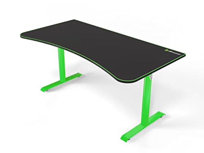 Arozzi Arena Ultrawide Curved Gaming and Office Desk with Full Surface Water Resistant Desk Mat Custom Monitor Mount Cable Management Cut Outs Under The Desk Cable Management Netting - Green - Green