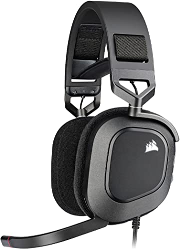Corsair HS80 RGB USB Premium Gaming Headset with Dolby Audio 7.1 Surround Sound (Broadcast-Grade Omni-Directional Microphone, Memory Foam Earpads, High-Fidelity Sound, Durable Construction) Carbon - HS80 RGB USB - Black