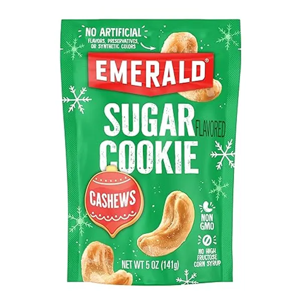 Emerald Nuts Sugar Cookie Flavored Cashews (1-Pack) | 5oz Resealable Bag | Kosher Dairy Certified, Non-GMO, Contains No Artificial Preservatives, Flavors or Synthetic Colors