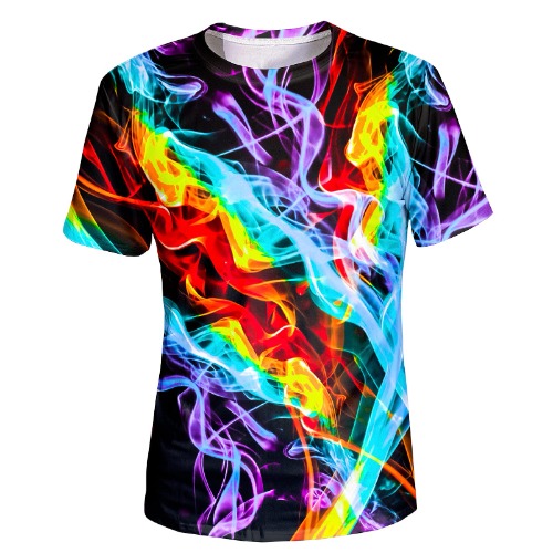 Asylvain Unisex 3D Graphic T-Shirt Colorful Design Short Sleeve Crewneck Digital Tee for Young - Colorful 2 Medium
