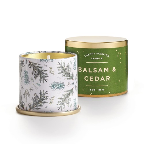 Illume Noble Holiday Collection Balsam & Cedar Demi Vanity Tin, 3 oz Candle - Balsam & Cedar 3 oz Vanity Tin
