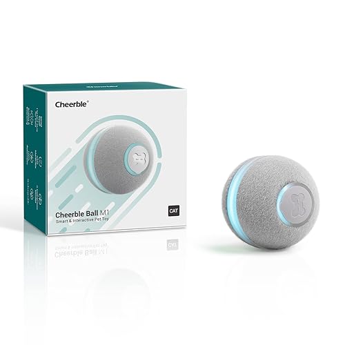 Cheerble [3 Interactive Modes] Smart Interactive Cat Toy, Automatic Moving Bouncing Rolling Ball for Indoor Cat Kitten, USB Rechargeable Peppy Pet Cat Ball with Lights and Bell (Grey)