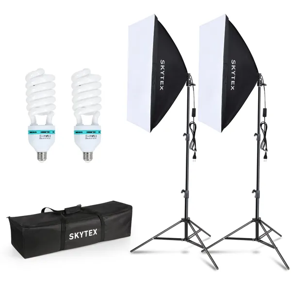 Softbox Lighting Kit, skytex Continuous Photography Lighting Kit with 2x20x28in Soft Box | 2x135W 5500K E27 Bulb, Photo Studio Lights Equipment for Camera Shooting, Video Recording - 2pcs