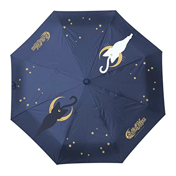 ABYstyle Sailor Moon Luna & Artemis Umbrella - Semi-Automatic Portable Folding Umbrella with Matching Carrying Pouch Durable Construction Perfect for Cosplay Anime Manga Accessories Gift