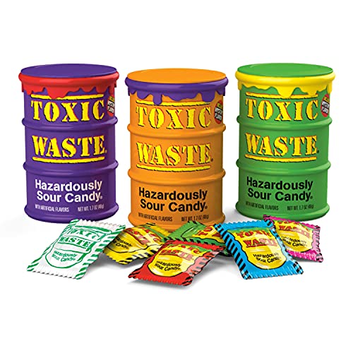 TOXIC WASTE | 3-Pack Toxic Waste Special Edition Drums of Assorted Sour Candy - 5 Flavors and 1 NEW Mystery Flavor (1.7 oz) - Assorted Sour Candy - 1.7 Ounce (Pack of 3)