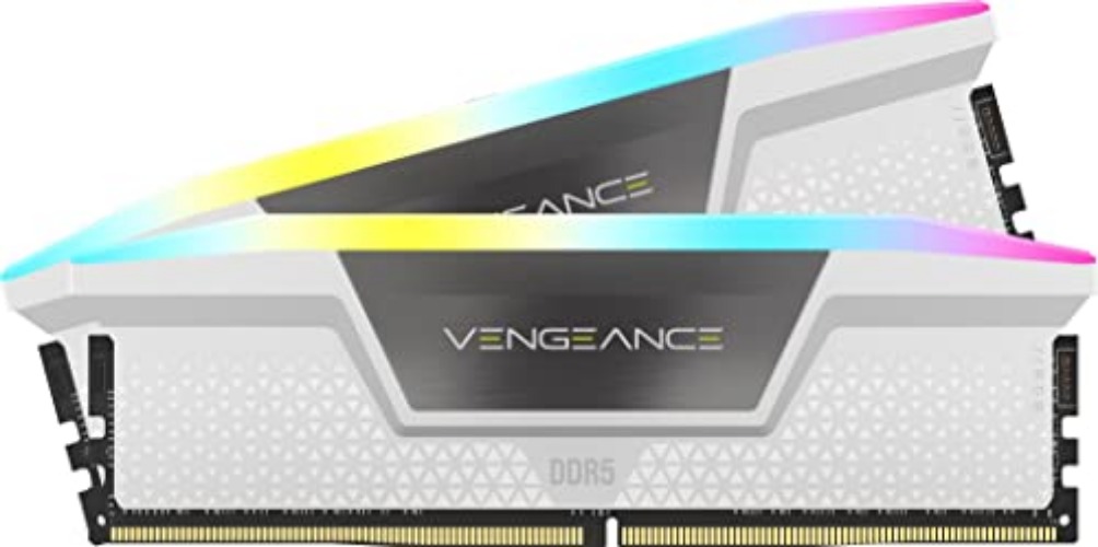CORSAIR VENGEANCE RGB DDR5 RAM 64GB (2x32GB) 5200MHz CL40 Intel XMP iCUE Compatible Computer Memory - White (CMH64GX5M2B5200C40W) - 64GB (2x32GB) - White