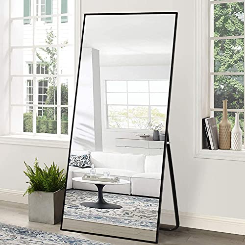 H&A Full Length Mirror Floor Mirrors, 65"x 22" Wall-Mounted Body Dressing Mirror, Standing Mirror for Bedroom, Living Room Fitting Room,Hanging Standing or Leaning Mirror (Black) - Black