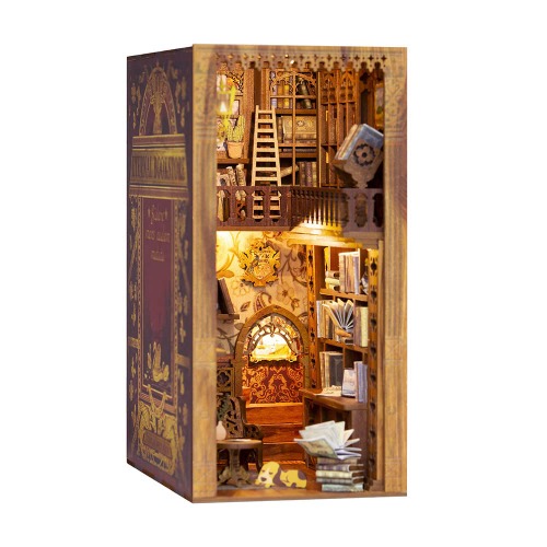 CUTEBEE Book Nook Kit 3D Wooden Puzzle DIY Dollhouse Booknook Bookshelf Insert Decor Alley,Bookend Model Build-Creativity Kit with LED Light (Eternal Bookstore)