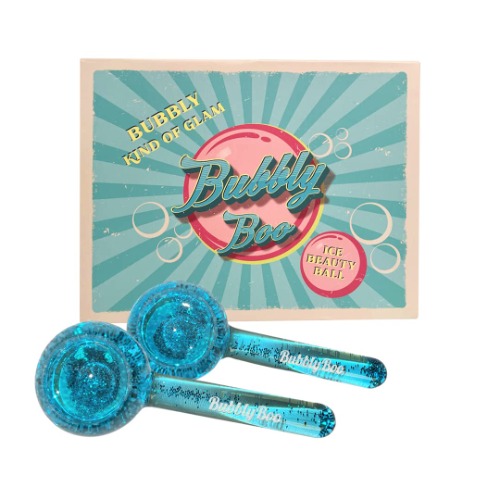 BubblyBoo Ice Globes – Cooling Globes for Face – Premium Ice Globes for Facials Against Puffy, Dull, Saggy Skin – Soothing and Calming Glittery Facial Globes (Baby Blue)