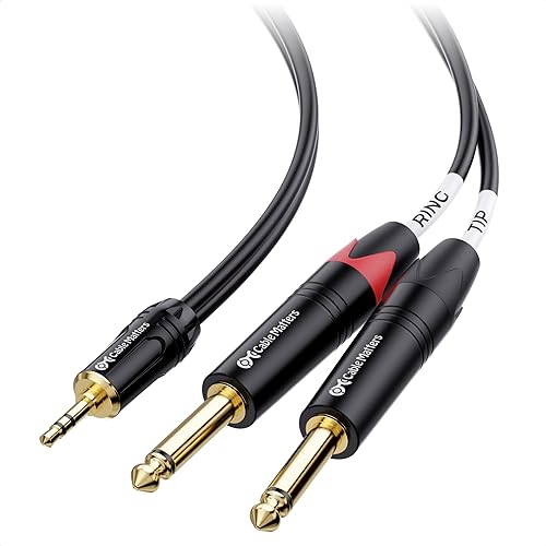 Cable Matters 3.5mm TRS to Dual 6.35mm TS Breakout Cable 3 ft, 1/8 to 1/4 Stereo Cable, Y Splitter 3.5mm to 1/4 Cable, 1/4 to 1/8 Audio Cable - 3 Feet - 3 ft