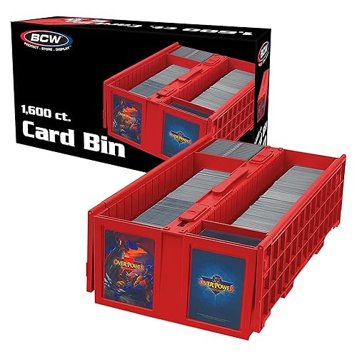 BCW Collectible Card Bin - Holds up to 1600 Cards - Single Red | Large Card Storage Box for Loose Trading Cards | Pokemon, MTG, and Sports Card Storage Boxes | Plastic Sorting Card Box - Single - Red