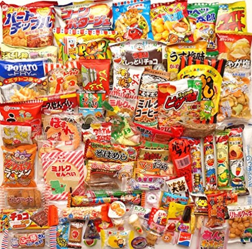 Japanische Dagashi Sortiment Snacks Süßigkeiten Bonbons (A Box voller Dagashi) 85 Packungen