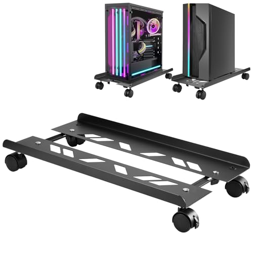PC Ständer für PC-Tower Computer Desktop Ständer Computer Rollwagen Universal verstellbare CPU Ständer mit Rollen Staubdicht Wärmeableitung Leicht zu reinigen (Schwarz)