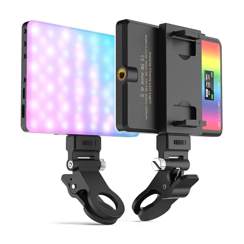 Maxtopfit RGB Selfie Light, 360° Full Color LED Phone Light,2000mAH Photography Lighting with Clip and Cold Shoe for Phone/Laptop/Camera,Video Light for Selfie/Makeup/TikTok/YouTube