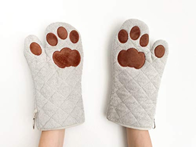 Cricket & Junebug Oven Mitts Cat Paws - Grey and Brown - Grey & Brown