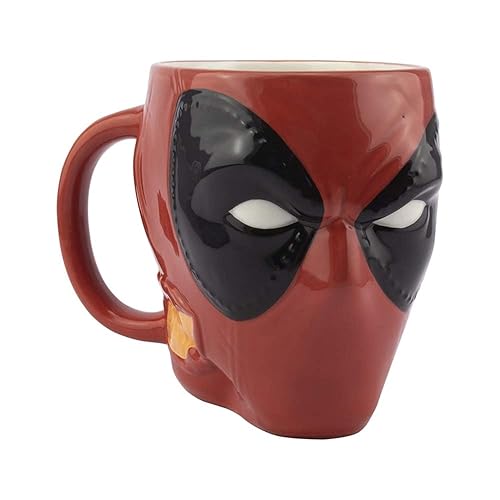 Marvel Offical Licensed Deadpool Drinkware by Paladone Deadpool Face Ceramic Coffee Mug, Novelty Comic Gift and Keepsake, 11oz Tea Cup