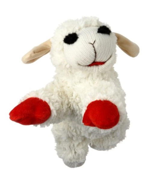 Multipet Plush Dog Toy, Lambchop, 10", White/Tan, Small - White - 10"