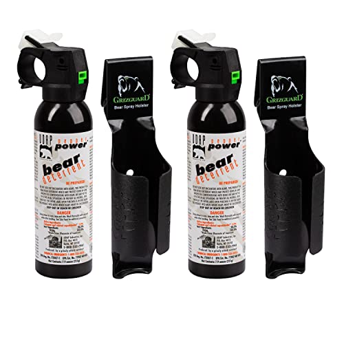 UDAP Pepper Power Bear Spray Self Defense Deterrent with Griz Guard Holster for Camping, Hiking, Fishing, Powerful Blast Pattern, 30 ft Fog Barrier, 12DCH, 7.9 oz, 2 Pack - Spray