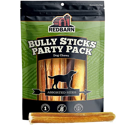 Redbarn All Natural 5-8” Bully Sticks for Small & Large Dogs - Healthy Long Lasting Chews Variety Party Pack - 100% Beef Single Ingredient Low Odor Rawhide Free Dental Treats Made in USA - 8 oz Bag - 8 Ounce (Pack of 1) - 5-8"