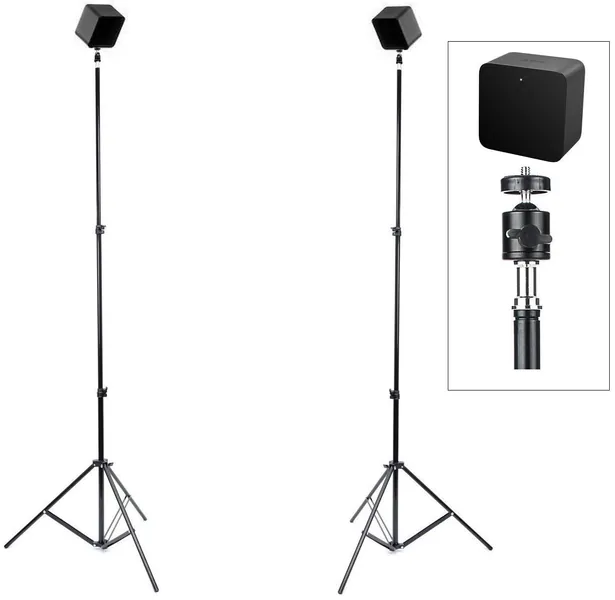 2 Packs 7ft Adjustable Light Stands with 2 Packs 1/4-inch Screw Tripod Mini Ball Head Hot Shoe Adapters for HTC Vive VR, Video and Product Photography - 