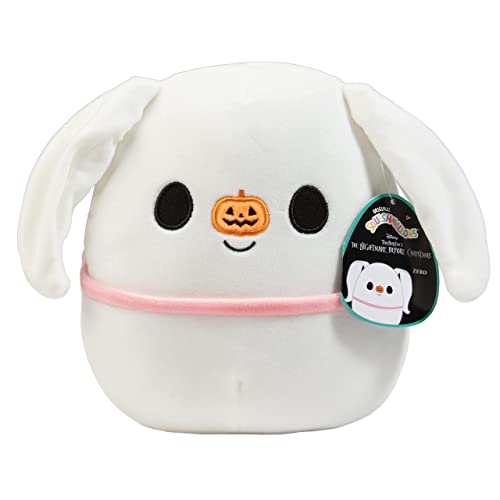 Squishmallows 8" Zero - Officially Licensed Kellytoy Halloween Plush - Collectible Soft & Squishy Dog Stuffed Animal Toy - Nightmare Before for Kids, Girls & Boys - 8 Inch - White - 8"