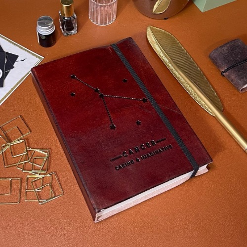 Astrology Zodiac Handmade Leather Journal - Cancer