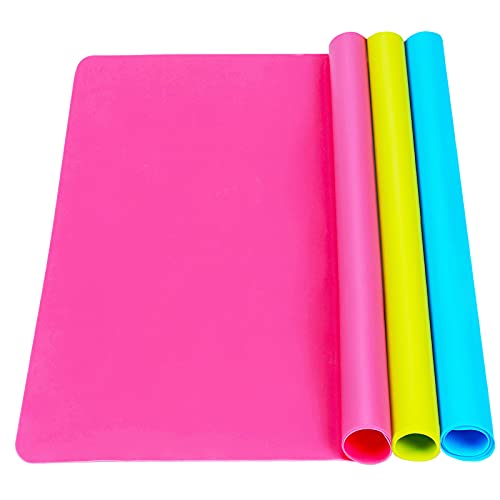 3 Pack Silicone mat Large Silicone Sheets for Crafts, Liquid, Resin Jewelry Casting Molds Mat, Silicone Placemat 15.7” x 11.8” (Blue & Rose Red & Green) - Blue & Rose Red & Green