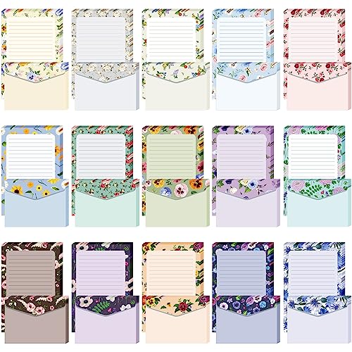 200 Pieces Stationary Paper and Envelopes Set Including 100 Lined Sheets and 100 Matching Envelopes, 5.5 x 8.25 Inch Double Sided Printing Letter Writing Paper with Envelopes (Floral) - Floral