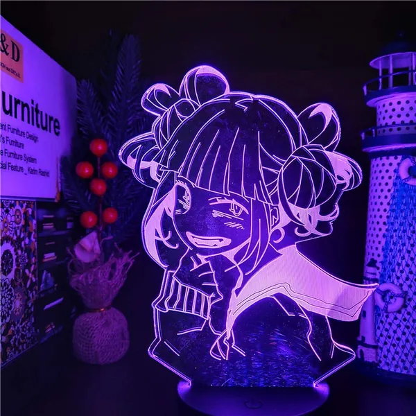 My Hero Academia Led-nightlight, 3D-illusion, anime-character, hiimico, Toga-lamp, USB-afstandsbediening, 16 kleuren, ledlampen met aanraakschakelaar