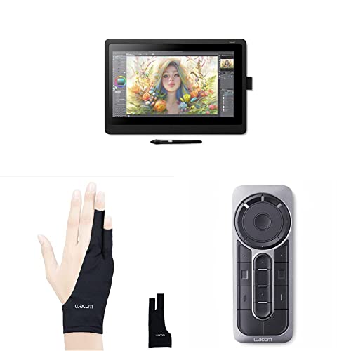 Wacom Cintiq 16 Drawing Tablet Bundle with Drawing Glove and Express Key Remote - Small - Drawing Tablet + Glove + Key Remote