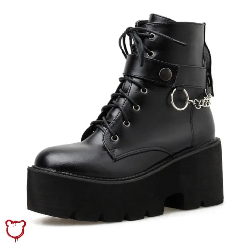 Myers' Gothic Block Heel Boots - black shoes / 7