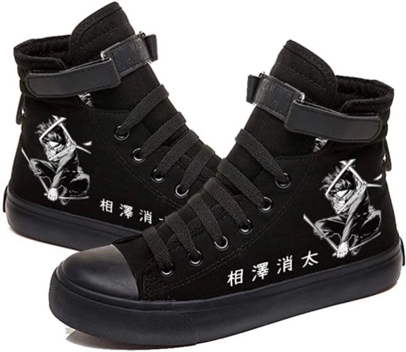 ACEFAST INC Anime Shoes Unisex Canvas Sneakers High Top Lace up Shoes - Black 6 - 7.5 US Women