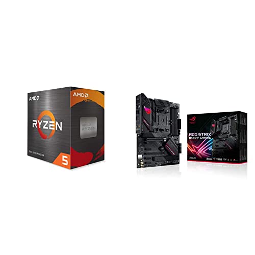 AMD Ryzen 5 5600X 6-core, 12-Thread Unlocked Desktop Processor & ASUS ROG Strix B550-F Gaming AMD AM4 Zen 3 Ryzen 5000 & 3rd Gen Ryzen ATX Gaming Motherboard  - Processor + ROG Strix B550-F Motherboard