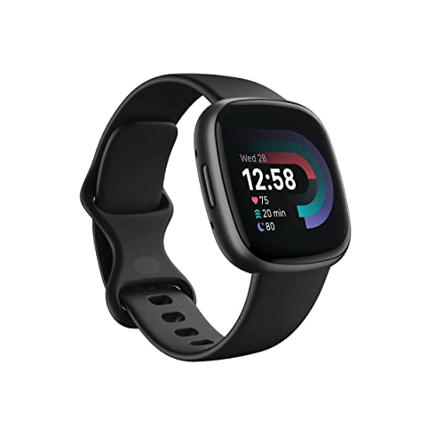 Fitbit Versa 4 Fitness Smartwatch with Daily Readiness, GPS, 24/7 Heart Rate, 40+ Exercise Modes, Sleep Tracking and more, Black/Graphite, One Size (S & L Bands Included) - Black/Graphite