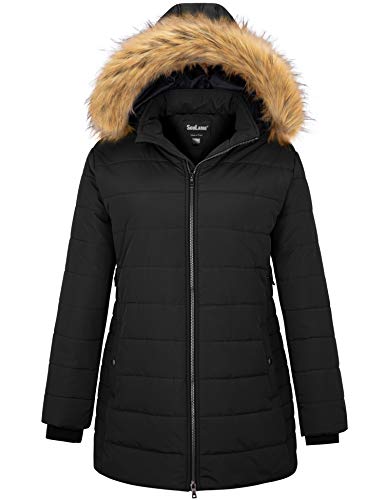 Soularge Women's Plus Size Winter Thicken Puffer Coat with Detachable Hood - 5X - Black