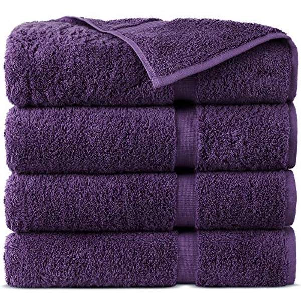 Indulge Linen 100% Turkish Cotton Towel Set (Plum, Bath Towels - Set of 4)
