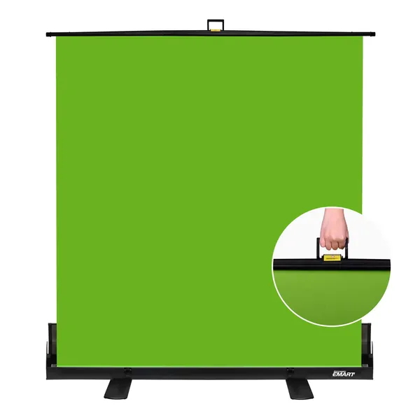 EMART Green Screen, Collapsible Chroma Key Panel for Background Removal, Portable Retractable Wrinkle Resistant Chromakey Green Backdrop with Auto-Locking Frame, Aluminum Hard Case, Ultra Quick Setup - Collapsible Green Screen