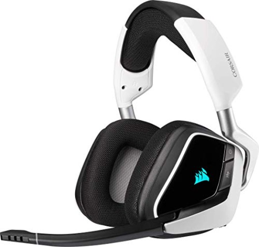 CORSAIR VOID RGB ELITE Wireless Gaming Headset – 7.1 Surround Sound – Omni-Directional Microphone – Microfiber Mesh Earpads – Up to 40ft Range – iCUE Compatible – PC, Mac, PS5, PS4 – White - White